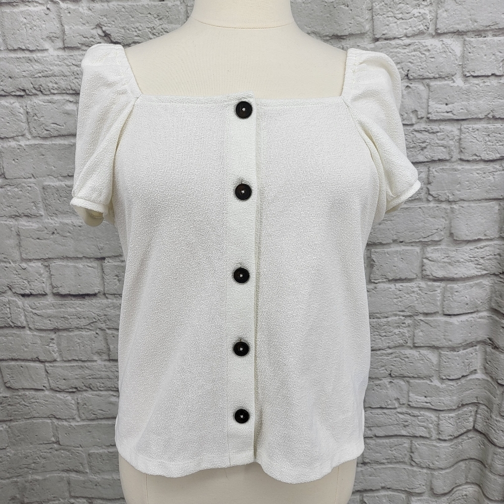 MADEWELL Jacquard Square Neck Puff Sleeve Top Sz XL NWOT